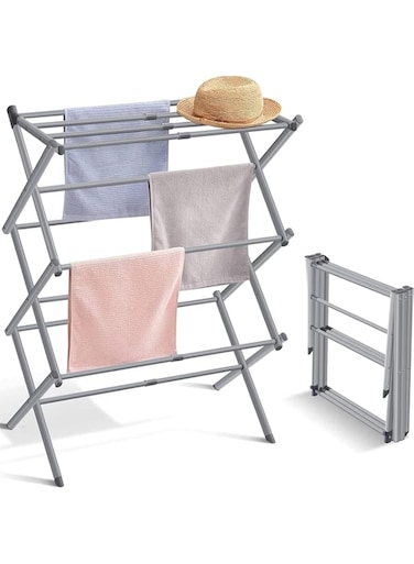 Joyzzz Clothes Drying Rack, Expandable and Foldable Clothes Drying Stand, Sturdy Durable Towel Clothes Rack, Clothes Rack for Air Drying Clothing, Laundry Drying Stand for Indoor, Outdoor, Balcony