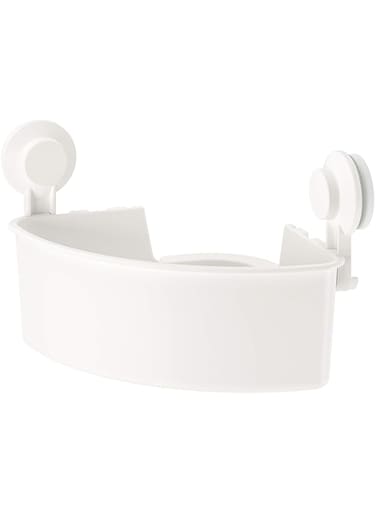 Generic TISKEN corner shelf unit with suction cup, white