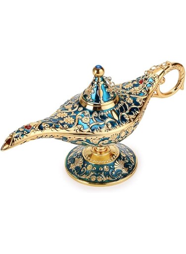 NOSKIN Vintage Magical Legend Aladdin's Genie Lamp for Home/Wedding Table Decoration,Collectable Rare Classic Arabian Costume Props Lamp Pot &amp;Gift for Party/Halloween/Birthday (Blue)