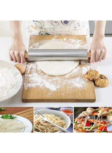 GulfDealz Kitchen Roller for Baking Fondant, Cakes, Pastry, Bakery, Pizza and Fondant, Flour and Professional Dough Rolling Pin (6 Inches), Stainless Steel Material - Blue
