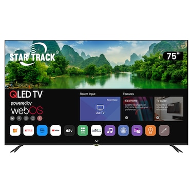 STAR TRACK 75 Inch QLED 4K Smart TV   HDR10+   Dolby Audio   95% Color Volume with Quantum Dot   350 Nits Ultra Bright Display   WebOS with Apple AirPlay &amp; Home   Air Mouse Remote   Ultra HD Smart TV