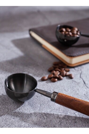 Stainless Steel Coffee Scoop With Black Walnut Handle 30ml