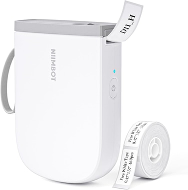 NIIMBOT Label Maker Bluetooth Mini Label Printer D11 Upgraded Version, Portable Label Maker with Tape Thermal Sticker Small Labeler, 300 DPI High Clearity Rechargeable, White
