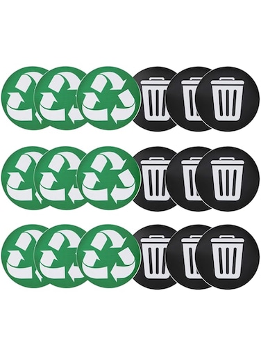 Reusable Recycle Sticker, Self‑Adhesive 18Pcs Compost Sign Decal, School Use Multiple Bins Use for Work Home