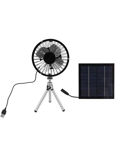 Luqeeg 6W Solar Powered Fan, 6 Inches Solar USB Dual Powered Fan Chicken Coop Ventilator Solar Exhaust Fan Kit with Stretchable Stand Portable Solar Fan for Home, Office, Camping, Fishing