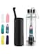 JHuuu Crystal Glass Water Bottle, Includes Protective Sleeve and Removable Crystal Quartz, Healing Natural Quartz Water Bottle BPA and BPS Free Durable, Portable Leak Proof Gemstone Bottle 550ml