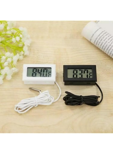2x Digital LCD Thermometer Temperature Monitor with External Probe for Fridge Freezer Refrigerator Incubator Aquarium (1x Black 1x White)