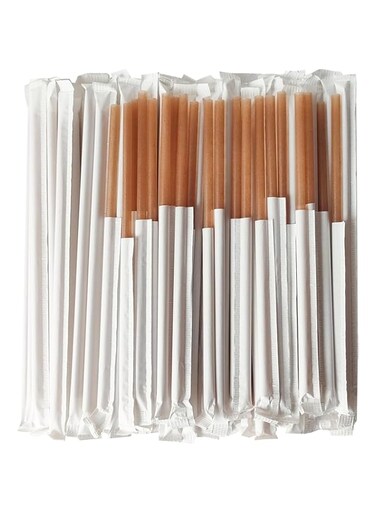 100 pcs Wrapped Biodegradable Sugarcane Straws, 7.87 Inch Compostable Smoothie Straws, Individually Wrapped Disposable Drinking Straws for Home Restaurant Beach Parties