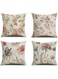Throw Pillow Covers 18x18 inches Set of 4 Birds Butterfly and Plant Cushion Covers 45cm x 45cm Boho Linen Square Throw Pillow Cases for Living Room Sofa Couch Bed Pillowcases