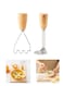 Mini Potato Masher,Stainless Steel Mashed Potatoes Masher with wooden handle, Kitchen gadgets Tool for Potatoes, Beans, Meat, Vegetables,space saver (Mini Duo)