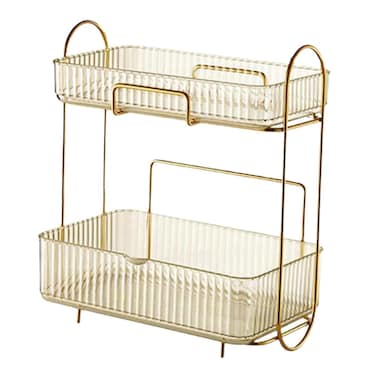 Large Capacity Makeup Organizer, 2-Tier Transparent Acrylic Cosmetic Storage Display Box, Tabletop Vanity Organizer for Cosmetics, Skincare, Perfumes &amp; Jewelry