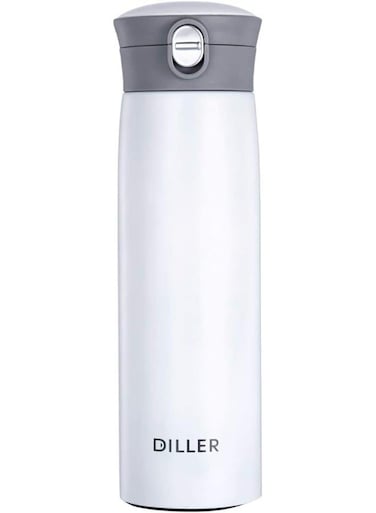 Hydro Flask Thermos Double Wall Vacuum Insulated Stainless Steel Water Bottle (450ml), BPA-free, with Spout Lid, Leak Proof Flask, Hot and Cold Thermos Travel Mug (White)