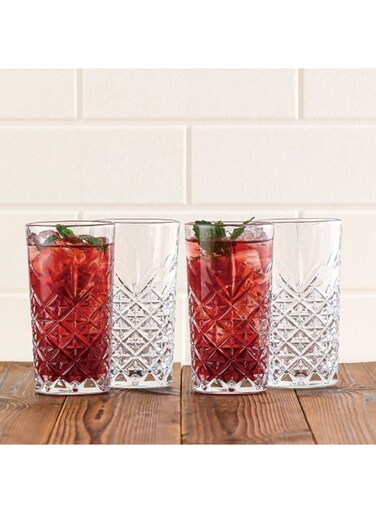 Home Minetta 6-Piece Tumbler Glass Set - Elegant 280ml Glassware for Scotch, Whisky &amp; Wine - Ideal for Home Bar &amp; Entertaining - 28.5x7.6cm