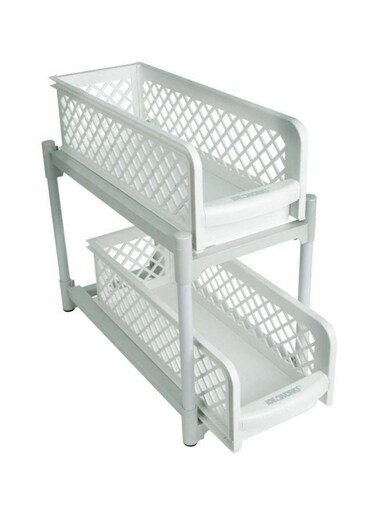 2-Tier Basket Drawer Rack White