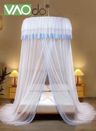 Bed Canopy for Girls, Dreamy Frills Ceiling Hanging Princess Canopy, Bedroom Decoration Soft Canopy Net, Extra Large Double Bed Applicable Mosquito Net