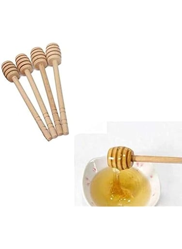 ARTC 4 Pcs Wooden Honey Dippers, Portable Mini Jam Honey Dipper Stirring Rod Wooden Muddler Honey Stick 6 inch