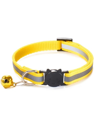 SOLDOUT Reflective Pet Puppy Dogs or Cats Bell Collar Adjustable Nylon Buckles Fashion Puppy Dog or Cat Pet Supplies Accessories (Yellow)