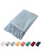 Knitted Throw Blanket with Fringe Soft &amp; Cozy Tassel Blanket for Couch Sofa Bed (Light Blue,50x60)