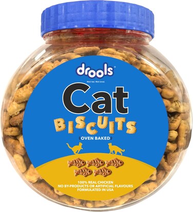 Drools Cat Biscuits, Real Chicken, 110 Gm   Oven Baked, Crunchy, No Artificial Ingredient, High In Nutrition, Prevents Tartar Build-Up   Train &amp; Build Bonds   For Kitten &amp; Adult Cat