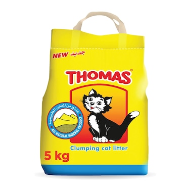 Thomas Cat Litter, Natural Minerals Litter Sand, This Cat Litter Clumping and Highly Absorbent Nature Will Ensure Your Cat Will Come Back to its Cat Litter Box with Comfort, Bag of 5kg