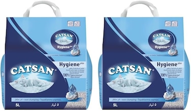 Catsan Hygiene Plus Lightweight Cat Litter - 5L, Low Dust, Triple Odor Protection, Non-Clumping (Pack of 2)