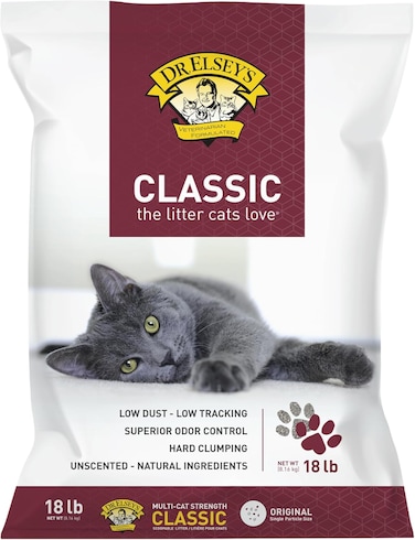 Dr. Elsey's Cat Litter - Unscented Cat Litter w/Natural Ingredients - Low Dust Superior Odor Control Cat Litter - Hard Clumping Moisture Absorbing Clay Multi Cat Litter (For Adult Cats - 18lbs)