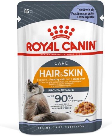 Royal Canin Hair &amp; Skin in Jelly Adult Wet Cat Food BOX - 12X85G