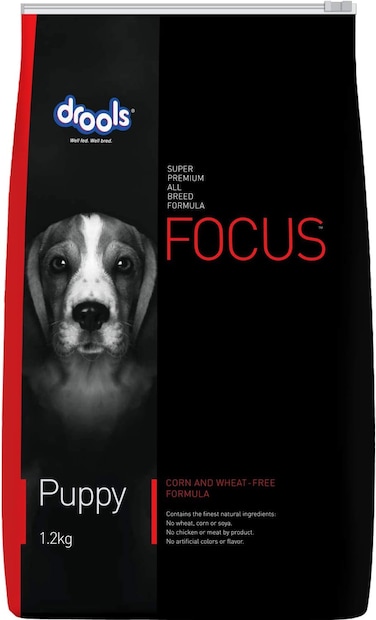 Drools Focus Premium Puppy Dry Dog Food, Real Chicken, 1.2 Kg   40% Real Chicken   DHA For Brain Development, Natural Antioxidants For Immunity, Joint &amp; Bone Strength   Easily Digestible Kibble