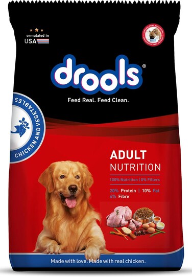 Drools Adult Dry Dog Food Chicken and Veg 20kg   100% Balanced Diet With Real Chicken, Omega 3 &amp; 6 For Healthy Skin &amp; Coat, Protein &amp; Calcium For Strong Joints &amp; Mobility