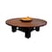 Heavy Round Wood-Burning Fire Pit Table for Patio &ndash; 160x160x52 cm, Outdoor Dining Table with Removable Fire Pit, Stylish and Robust for Backyard, Deck, or Garden, Dark Mahogany/Black