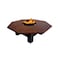 Heavy Octagon Wood-Burning Fire Pit Table for Patio &ndash; 160x160x52 cm, Multi-Use Outdoor Dining Table with Fire Pit Center, Robust and Stylish for Backyard, Deck, or Garden, Dark Mahogany/Black