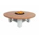 Heavy Round Wood-Burning Fire Pit Table for Patio &ndash; 160x160x52 cm, Multi-Functional Outdoor Dining Table with Fire Pit Center, Durable and Sleek for Backyard, Deck, or Garden, Natural Teak/White
