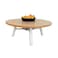 Light Round Wood-Burning Fire Pit Table for Patio &ndash; 135x135x52 cm, Outdoor Dining Table with Fire Pit, Durable and Compact for Backyard or Deck, Natural Teak/White