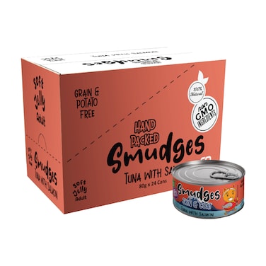 Smudges Adult Cat Tuna Flakes With Salmon in Soft Jelly 80g pack of 24