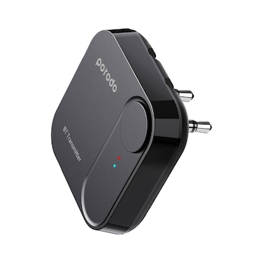Porodo Bluetooth Audio Transmitter with Dual Headphone Pairing, Bluetooth 5.0, 7m Range, 8H Working Time, Low Latency, Single/Dual Jack, 240mAh Battery, Compact Design
