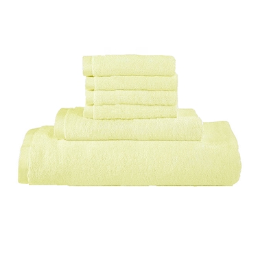 طقم مناشف مكون من 6 قطع - 100% قطن 600 جرام لكل متر مربع، 1x منشفة حمام (70x140 سم)، 1x منشفة يد (45x75 سم)، 4x منشفة وجه (30x30 سم)، شديدة الامتصاص ومتينة للغاية، لون كريمي