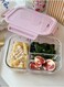Printing 3 compartment Food Meals Storage Container Gilrs Glass Lunch Box BPA-Free Fruit Vegetable Bento Box Microwave Oven Freezer Dishwasher Pink