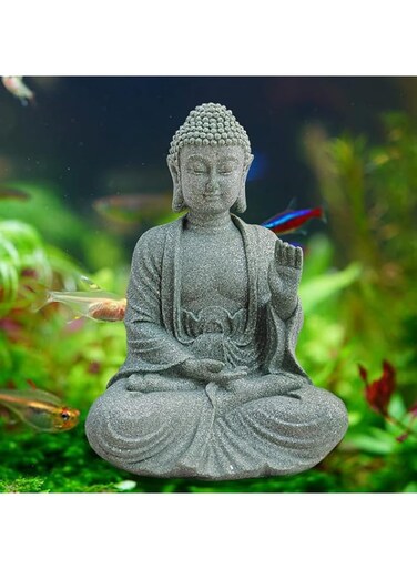 livelyfish Fish Tank Buddha Statue Handmade Japanese Aquarium Decoration Heavy-Duty Peace Hand Meditation Buda Sculpture for Aquarium Fish Tank Home Decor, Large-B