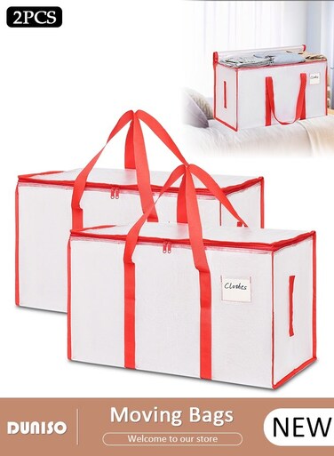 2PCS Large Moving Bags, Large Storage Bag with Backpack Straps Strong Handles &amp; Zippers, Storage Totes For Space Saving, Sturdy Carrying Handles for Travel, College Moving Supplies, Bedding, Clothes