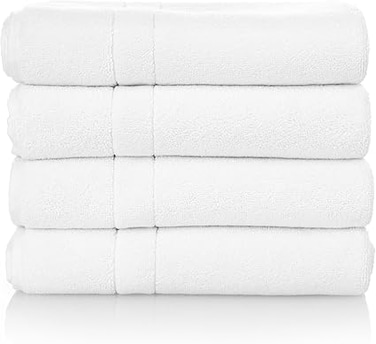 Desket Premium 100% Cotton Bath Towels &ndash; Set of 4, 70x140 cm Large Size Bathroom Accessories, 500 GSM Thick &amp; Absorbent, Ultra Soft Quick Dry White Towels for Bathroom, Spa, Gym, Pool &amp; Hotel Use