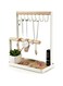 Dailychic Jewelry Stand Holder, 3-Tier Necklace Hanging Wooden Ring Organizer Earring Tray, 8 Hooks Storage Necklaces, Bracelets, Rings and Watches on Desk Tabletop - White
