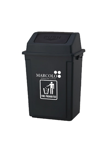 Dustbin 20L with Push Lid &acirc;&euro;&ldquo; Black   Durable UV-Resistant Plastic Trash Can for Home &amp; Office