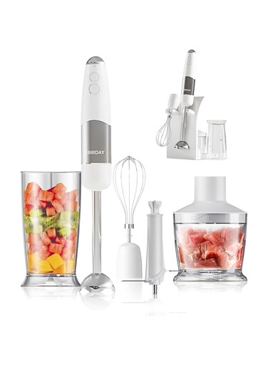 ABIRDAY Hand Blender, Integrated Storage Stand, 800W Multi-Purpose Stainless Steel Stick Immersion Blender, 6-Speed and Turbo Mode Hand Mixer, 500ml Food Processor, 700ml Mixing Beaker, Whisk