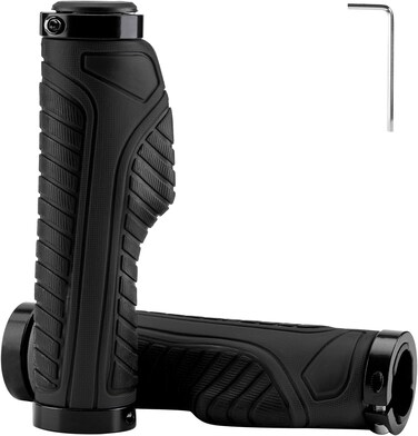 ROCKBROS Mountain Bike Grips Handlebar Grip Bicycle Handlebar Grips Bike Handle Grips Double Aluminum Clamp Lock On Grips for MTB BMX Mountain Bike Handle Bar Ends Black