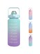 64 OZ Half Gallon Motivational Water Bottle with Time Marker &amp; Removable Straw, Handle, BPA Free Leakproof Non-Toxic 2L Large Water Jug for Fitness Gym Outdoor Sports (Green/Purple)