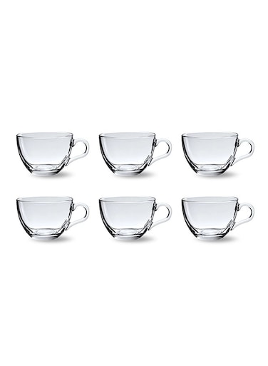 Glass Tea Mug Set 190ml Coffee &amp; Tea Cups,Crystal Clear , Durable, Heat-Resistant (Set of 6)
