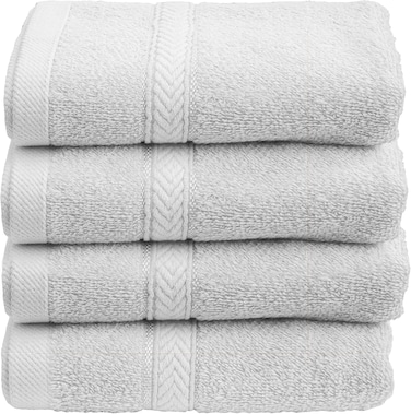 Hotel Linen Klub 4-Piece Hand Towel Set - Premium Cotton Terry, Luxurious Ringspun, 480 GSM Highly Absorbent and Quick Dry for Spa-Like Comfort, Size: 40 x 70 cm, White