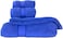 Hotel Linen Klub LUXURY PACK of 4 Bathroom Towel Sets - 100% Cotton 650 GSM Terry Dobby Border Ring Spun - Super Soft,Quick Dry,Highly Absorbent,Bathroom Towel Set with 900GSM Bath Mat,Royal Blue