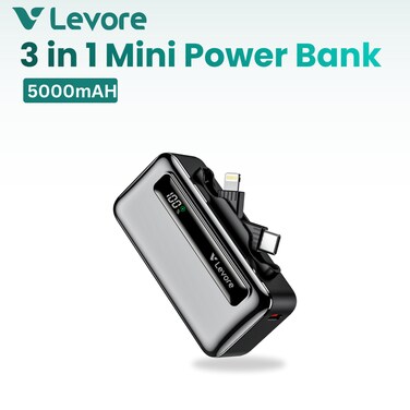 LEVORE 5000mAH 3 in 1 Mini Powerbank LP611-BK