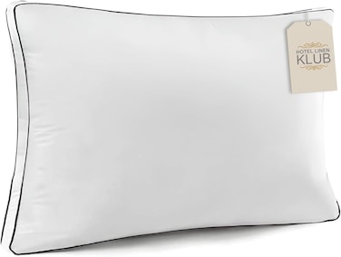 Hotel Linen Klub Down-Proof Double-Piped Pillow - Size: 50 x 75 + 4 cm, Outer Cover: 233 TC 100% Cotton, Filled with Soft Microfiber for Ultimate Comfort, Support, and Luxurious Sleep Experience